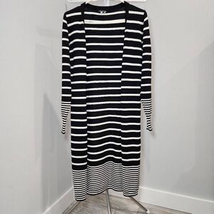 Vila Milano women's cardigan, horizontal stripes in white, black, size small